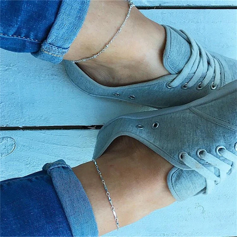 5 шт./компл. серебряные браслеты цепочки на ногу для Для женщин Boho бижутерия для ног ножная цепочка браслеты на ногу C25