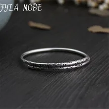 Fyla Mode Authentic s999 Sterling Silver Bangles Cuff Carved Fashion Jewelry for Women Made in Thailand 6.50mm 22.60G WTB051