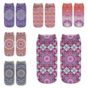 

Unique Design Women Socks Mandala Summer Pink 3D Printing Socks Low Cut Ankle Sock Fashion Cotton Socks
