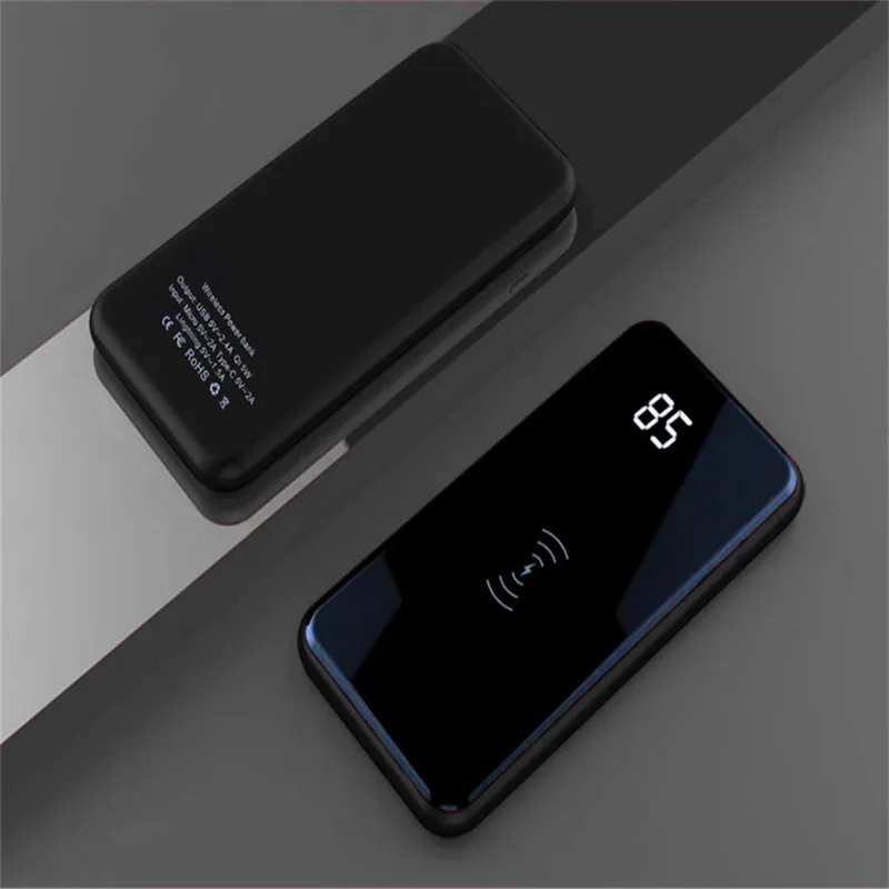 Qi Wireless power bank 10000mAh LCD powerbank External Battery Portable Charger portable battery for iphone 7 honor xiaomi