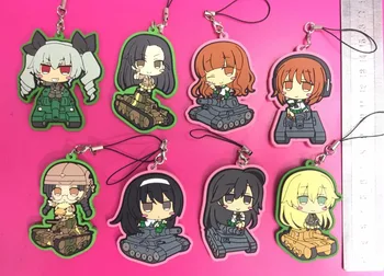 

8PCS/LOT GIRLS und PANZER Keychian Nishizumi Miho saori takebe yukari akiyama Reizei Mako Nishizumi rubber mobile phone strap