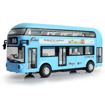 

Alloy double-decker tour bus air-conditioned bus city bus model children pull back sound and light toy car