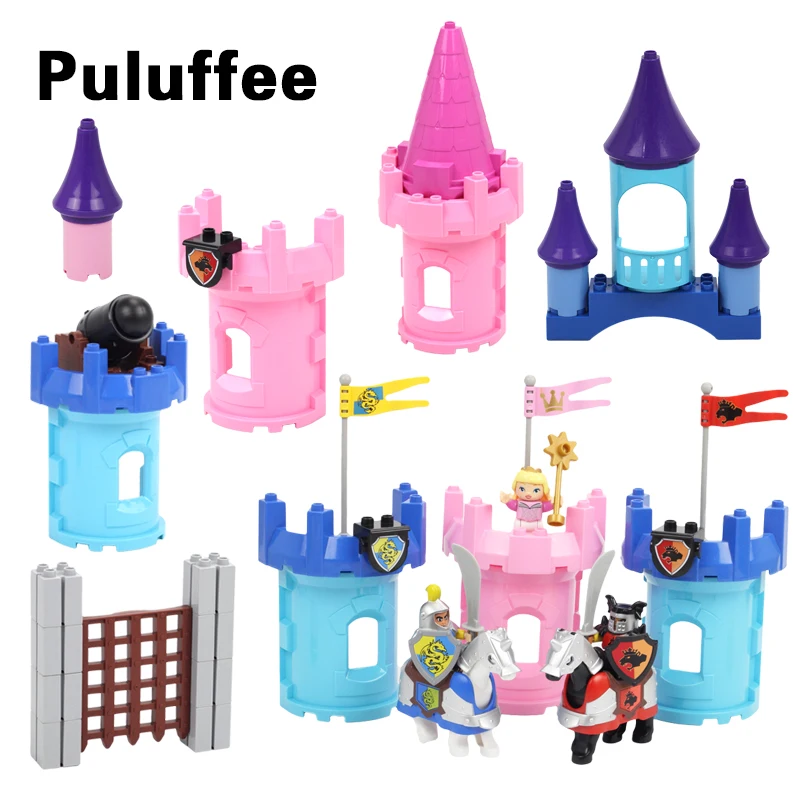 

Big Size Building Blocks Princess Castle Prince Castle Bricks Compatible Duploe Knight Fortress Gate Educational Toys For Kid