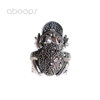 

Punk 925 Sterling Silver Marcasite Toad Ring for Women Girls Size 6.5 7 8 Free Shipping