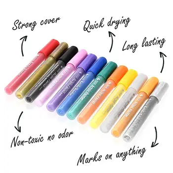 

Acrylic Paint Marker Pens-Permanent Medium Tip for Stone, Rock & Pebble Painting-Wood, Fabric, Metal, Glass, 12 piece