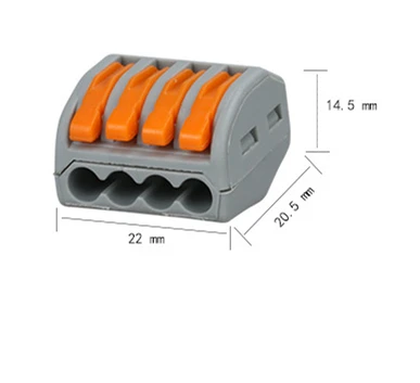 

Free shipping 4 pin 15 pcs 222-414 PCT-214 type Universal Compact Wire Connector Conductor Terminal Block 0.08-2.5million square