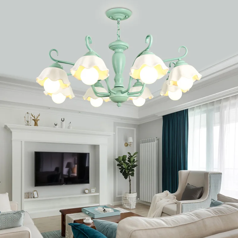

American pastoral LED pendant lamps living room suspended lighting fresh children's bedroom luminaires diningroom hanging lights