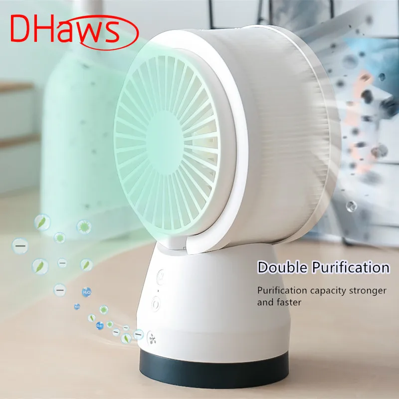 

DHaws Dual Air Purification Air Circulation Decibels Washable Body Swing Adjustment Release Negative Ions Table Cooling Fan