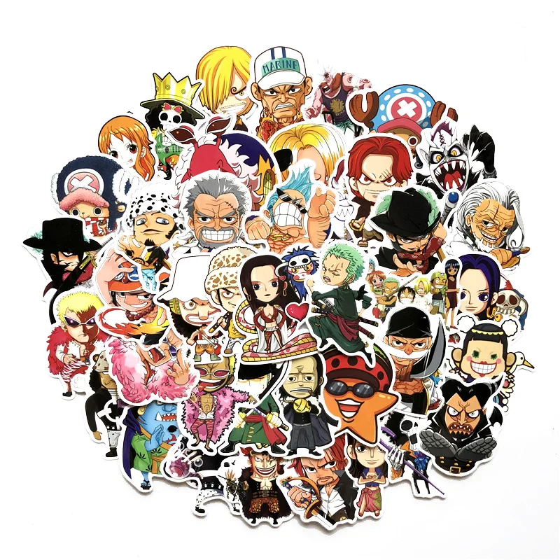 

60pcs One Piece Luffy Cartoon Graffiti Stickers Computer Mobile Skateboards Guitar Waterproof Stickers