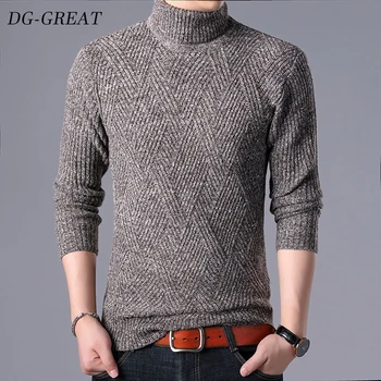 

Men's Sweater 2019 Autumn Winter New Fashion Knitwear Casual Men Clothes Sweater 100% Wool Sweater With Long Sleeves With Collar