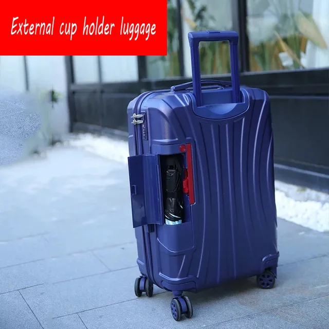 2019 New Men External Cup holder Rolling luggage Women travel luggage
