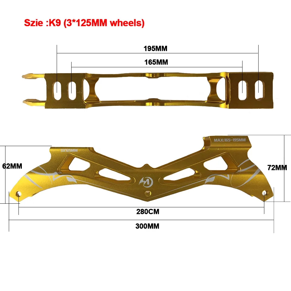 JEERKOOL роликовые коньки рамное колесо подшипник комбинация для 3X125 мм катания на коньках основание 165 до 195 мм крепление K9 280 мм DJ4