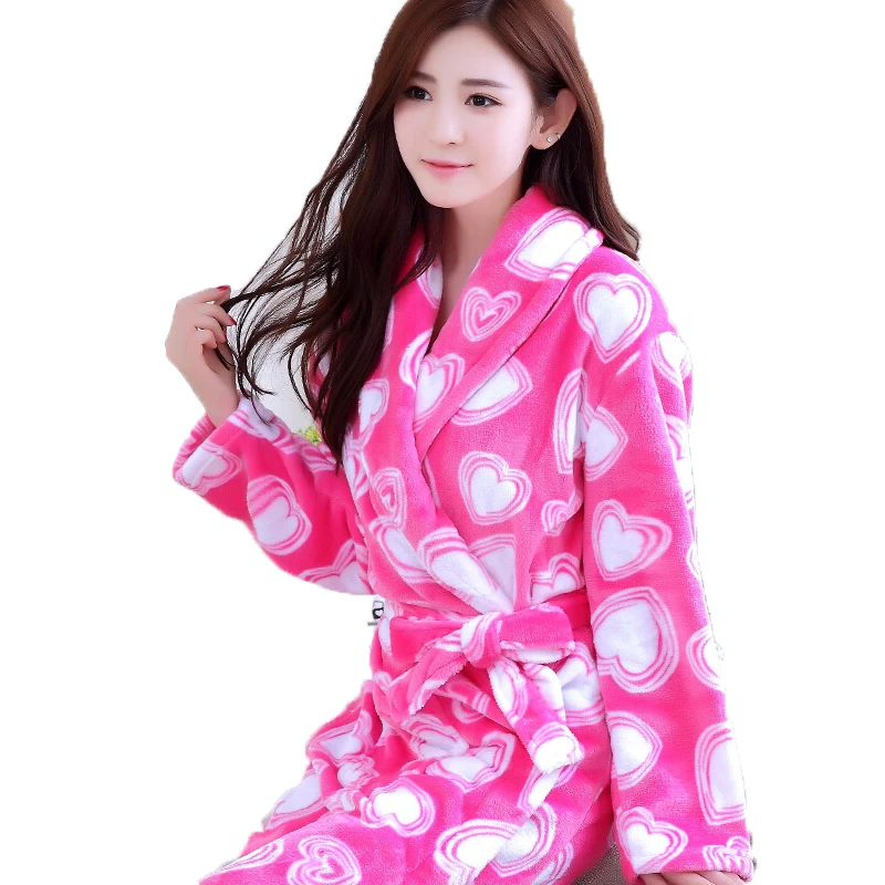 Cotton Bath Robe Female Male Flannel Bathrobes Pajamas Night Gown Robe Femme Long Sleeve Home Bathrobe Dressing Gowns For Women