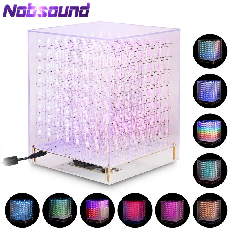 Nobsound светодиодный куб rgb 8x8x8 3D полноцветный DIY комплект/готовый музыкальный спектр