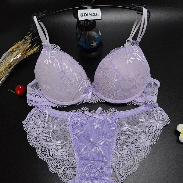 red bra set Dropshipping Sexy Women Lace Brief Bras Sets Embroidery Floral Panties Sexy Lingerie Push Up Bra Bralette Padded womens underwear sets Bra & Brief Sets