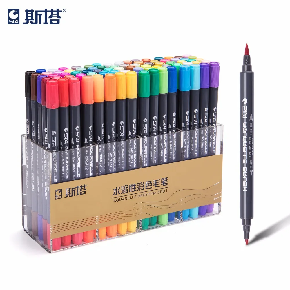 STA 12/24/36/48/72Color Set Water Based Ink Sketch Marker Pen Twin Tip Fine Brush Marker For Graphic Drawing Comic Art Supplies STA 12/24/36/48/72Color Set Water Based Ink Sketch Marker Pen Twin Tip Fine Brush Marker For Graphic Drawing Comic Art Supplies