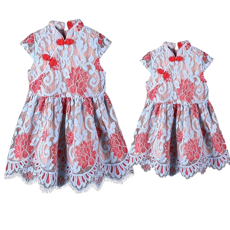 

Mother Daughter Dresses Mom Girls Lace Runway Dress 2019 Mommy Girl Twinning Daily Dress Vestidos Family Match Outfits PB382