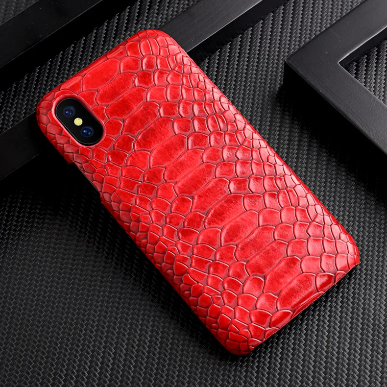 

(1PC) snake skin python design phone Case For iPhone xs x 5.8 inch handmade hard covers capa fundas