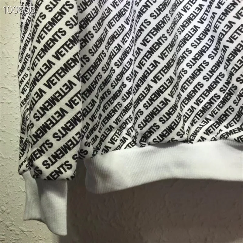 2018FW лучшее качество Vetements полный логотип печатных женщин мужчин толстовки