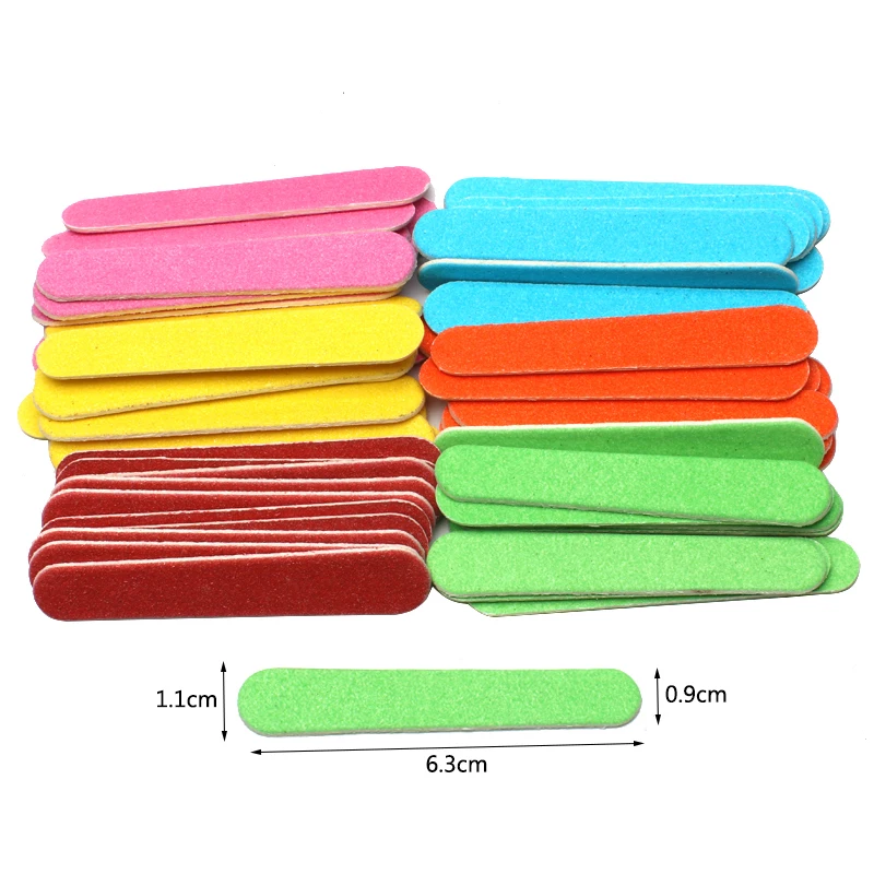 

100pcs Double-sided Wooden Nail Files Disposable Mini Nail File Portable Pedicure Buffer 180 /240 grit Mix Color Manicure Tools