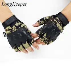 Длинные тактические перчатки военный армейский Пейнтбол страйкбол боевые противоскользящие без пальцев боевые карбоновые перчатки на
