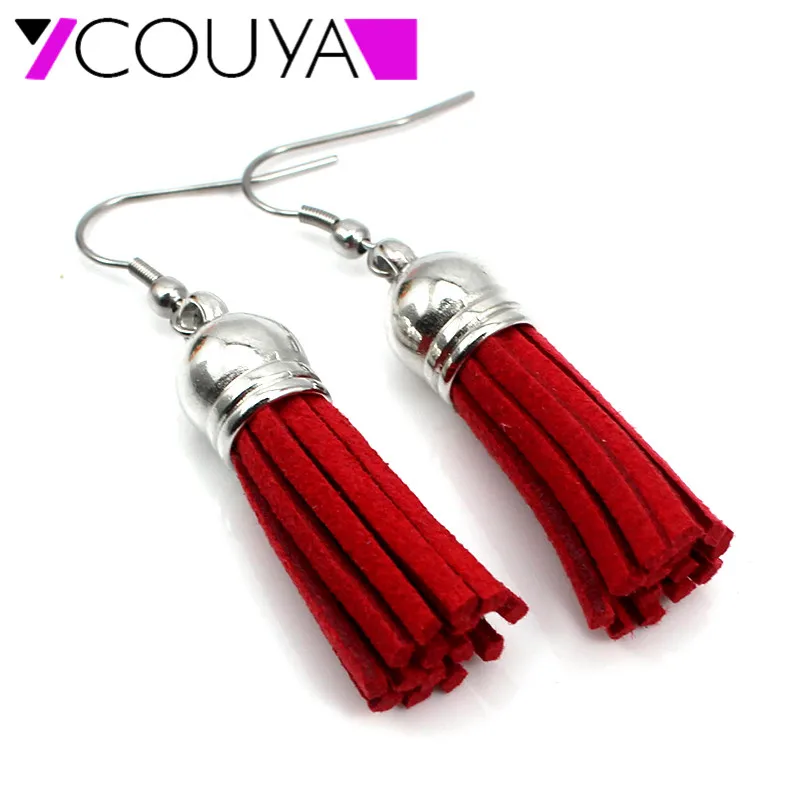 COUYA earring design 2017 exaggerated Long Leather Tassel Earrings Fashion multicolour Dangle for women Jewelry|Серьги-подвески| |