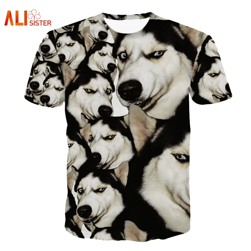 

Alisister Funny Husky T-Shirt Doge 3d Animal Cute T Shirts Women Men Tops T Shirt Summer Style Outfit Tees Poleras De Mujer