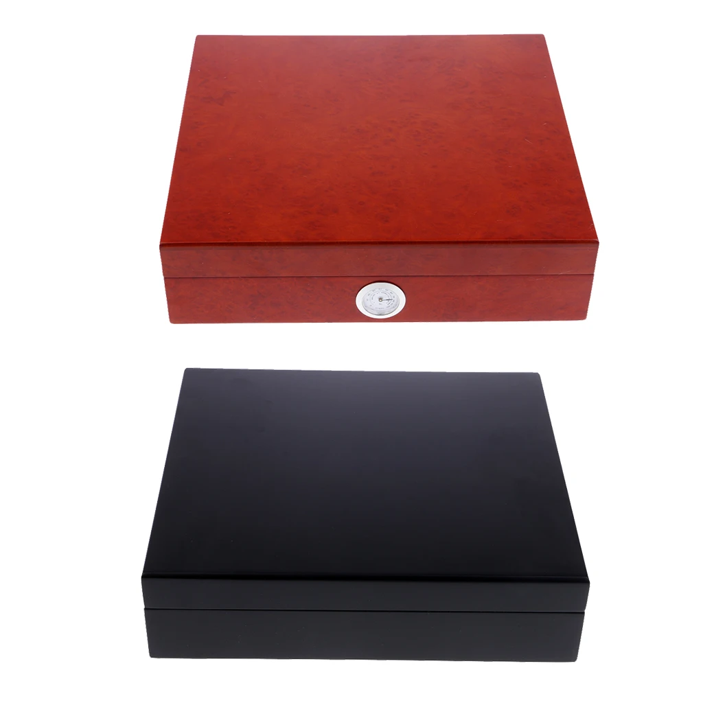 2PCS Spanish Cedar Wood Cigar Humidor Case W/ Humidifier Hygrometer Cigar Box