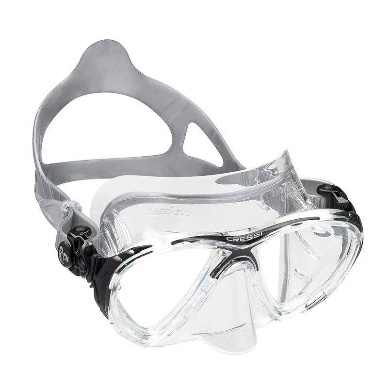 Маленькое ручное производство большие глаза EVOUTION Кристалл Дайвинг Маска Закаленное Стекло 2 окна профессиональная маска для подводного плавания для взрослых - Цвет: CLEAR BLACK