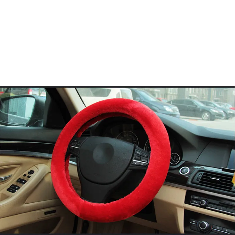 red Автомобильный аксессуар, плюшевый теплый чехол на руль, Шерстяной Чехол для Mini Cooper Chevrolet Cruze Aveo Lacetti, сиденье Ibiza, Mazda 3, 6, CX-5, CX, 5 - Название цвета: red