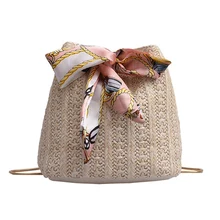 Для женщин Винтаж Джокер Кроссбоди Мода одно плечо шнурок пельменей соломенные сумки пляжные мессенджер Лето из ротанга через тело