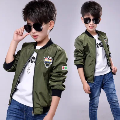 

Children Jackets for Boy Coat Bomber Jacket Army Green Boys Windbreaker Jacket letter Print Kids Clothing 2019 Spring Autumn
