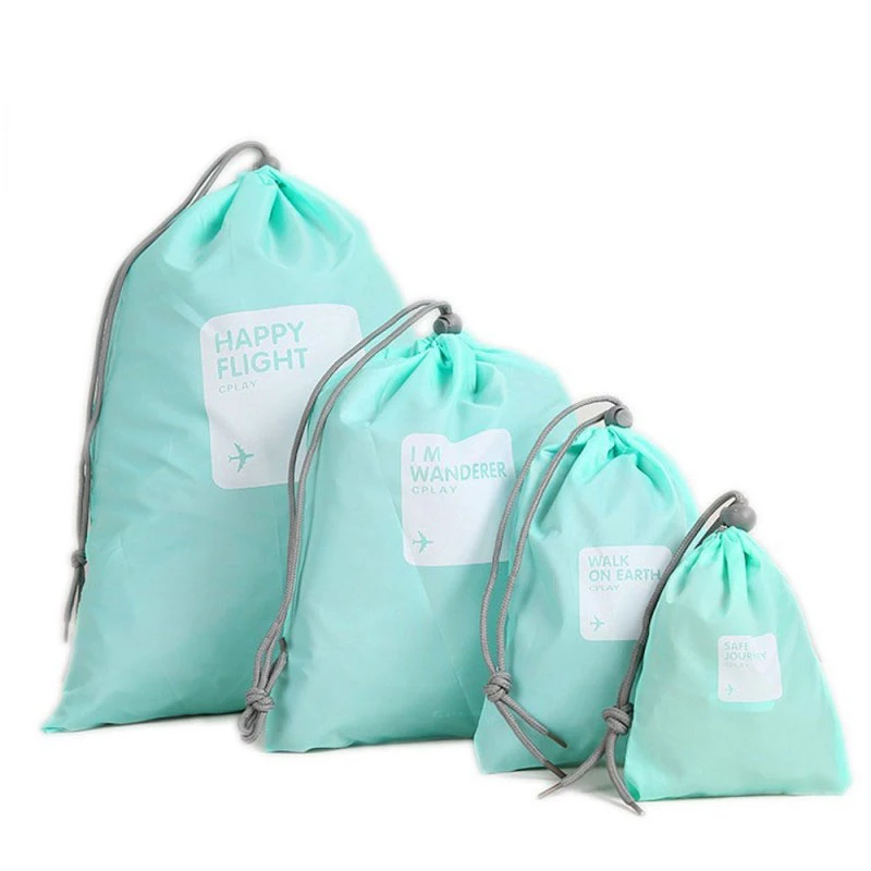 

4 Pcs Waterproof Travel Drawstring Dry Storage Bag Shoe Laundry Lingerie Makeup Pouch For Cosmetics Underwear Organizer Supplies