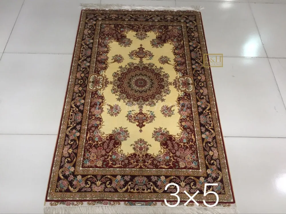 3'x5 230 линии ручной работы Шелковый Восточный персидских Ковры ручной ковер из шелка для украшения дома