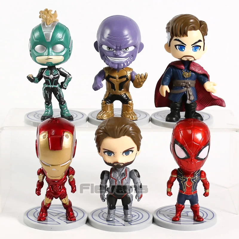 

Avengers Endgame Thanos Iron Man Captain America Spiderman Doctor Strange Captain Marvel Q Version PVC Figures Toys 6pcs/set