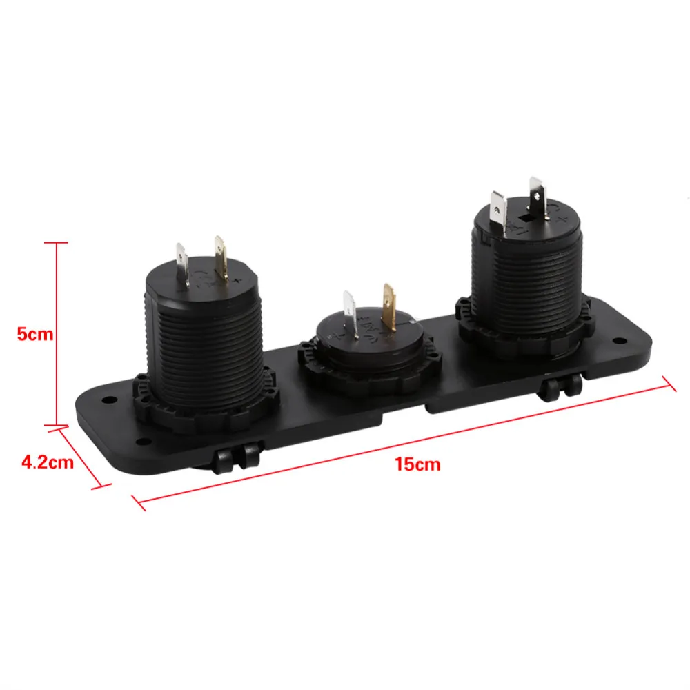 Водонепроницаемый автомобиль Лодка 3 отверстия панель двойной USB зарядное устройство синий светодиодный вольтметр 12 в прикуриватель