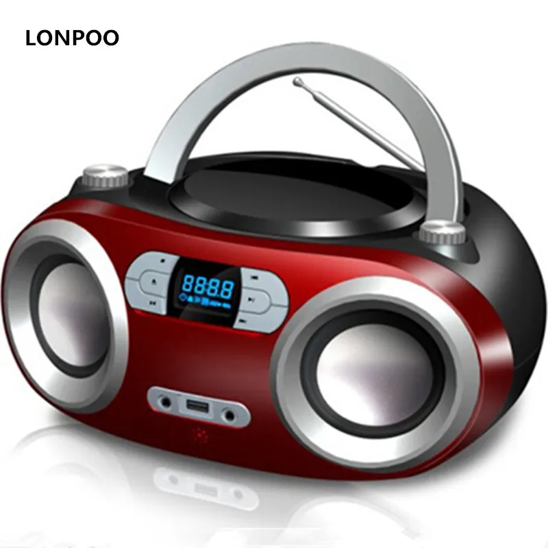 LONPOO ретро Переносной Bluetooth CD Бумбокс CD-плеер USB стерео усилитель Динамик FM радио