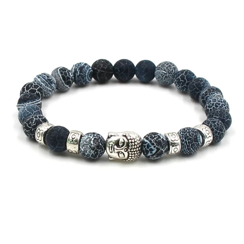

Buddha head Stone Mens Beaded Jewelry 8mm Lava Stone Beads Bracelets Party Gift Stretch Yoga Jewelry