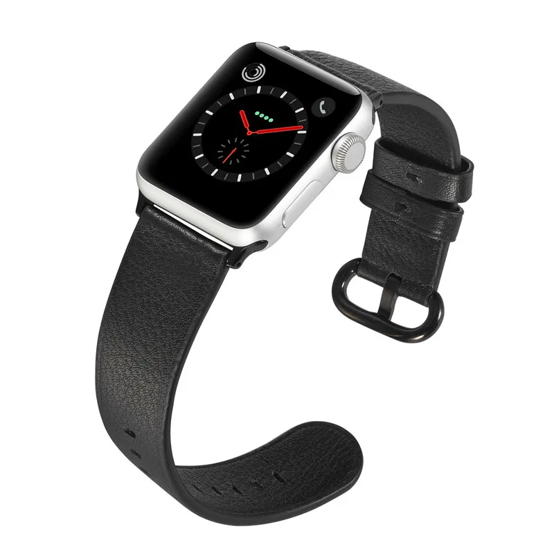 Для Apple Watch ремешок 44 мм 40 мм 42 мм 38 мм, Viotoo натуральная кожа оранжевый ремешок для Apple Watch для iWatch спортивные Ремешки для наручных часов - Цвет ремешка: Black