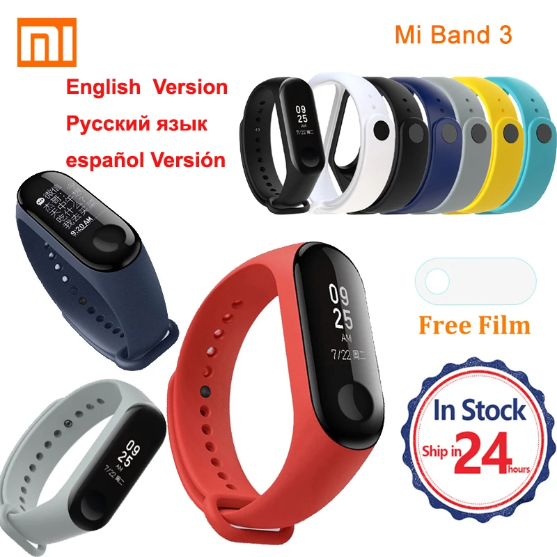 Original Xiaomi mi band 3 Smart wristband bracelet 3 instant message caller ID waterproof OLED forecast clock miband 3