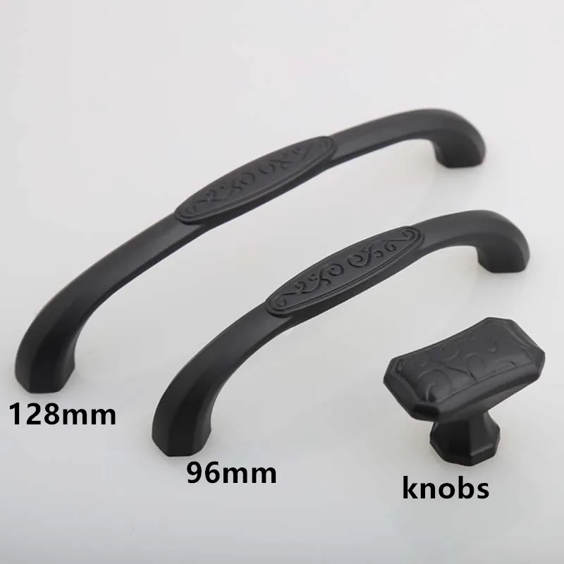 

5" Black dresser kitchen cabinet door handles antique black drawer knobs 96mm modern simple black furniture handles pulls 128mm