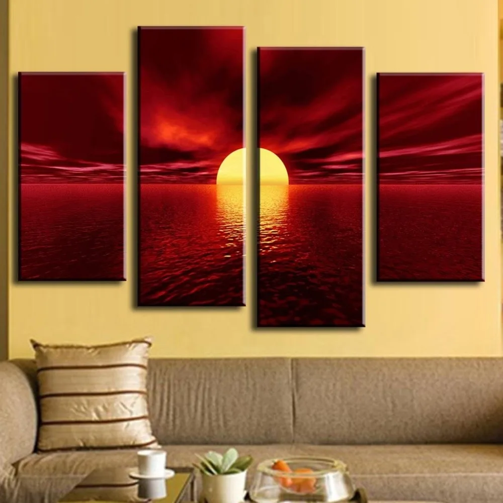 4 pieces Unframed Wall Art Picture Gift Home Decoration Canvas Art