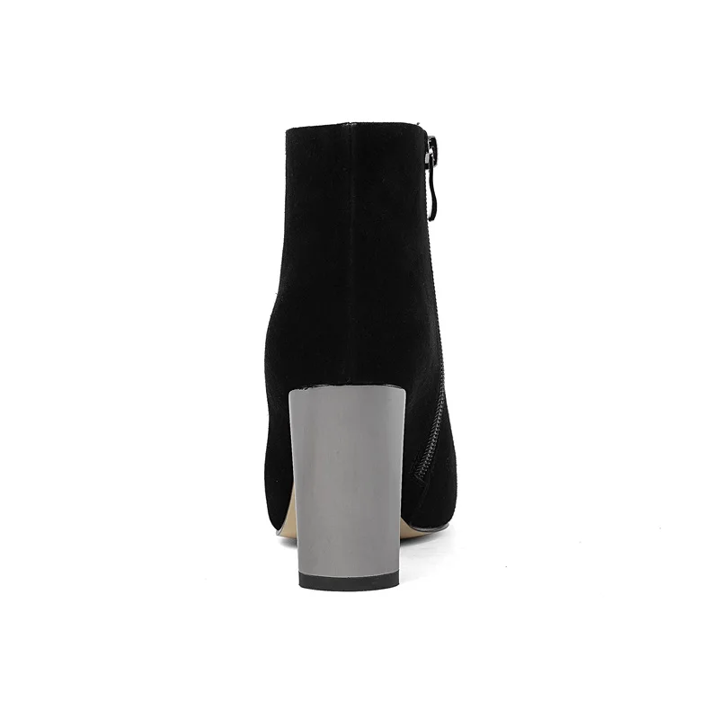 Zvq Bottines Chaussures Étrange Suède Pour 2018 Super Style L'extérieur Partie Black Nouvelle Haute Éclair Fermeture Hiver Pointu À Enfant Mode Sexy Femmes Bout 9YIDWHE2