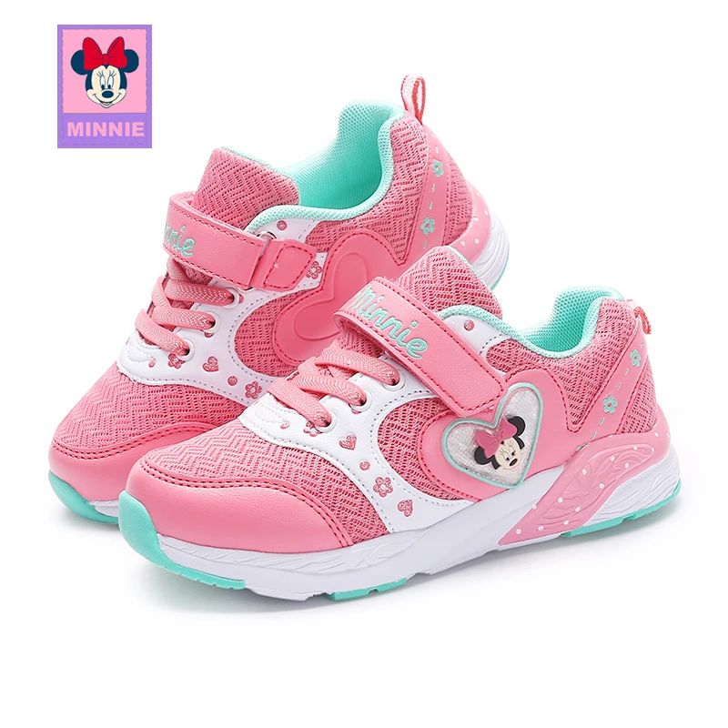 Disney/детская повседневная обувь; весенне-летняя Розовая обувь для девочек с Минни; Нескользящая дышащая обувь для студентов; Размеры 26-35