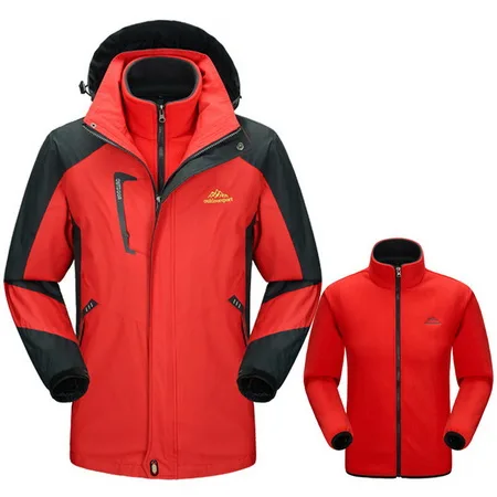 LOMAIYI мужская куртка с флисовой подкладкой, осенняя мужская водонепроницаемая двойная ветровка, 3XL 4XL 5XL, теплая зимняя Мужская парка с капюшоном, AM166 - Цвет: men red