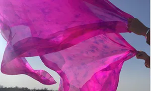 Чистый шелк цветочный принт Шелковый костюм для танца живота Галстук окрашенный костюм аксессуар 250*114 см цветной шарф розовый синий желтый - Цвет: Розовый