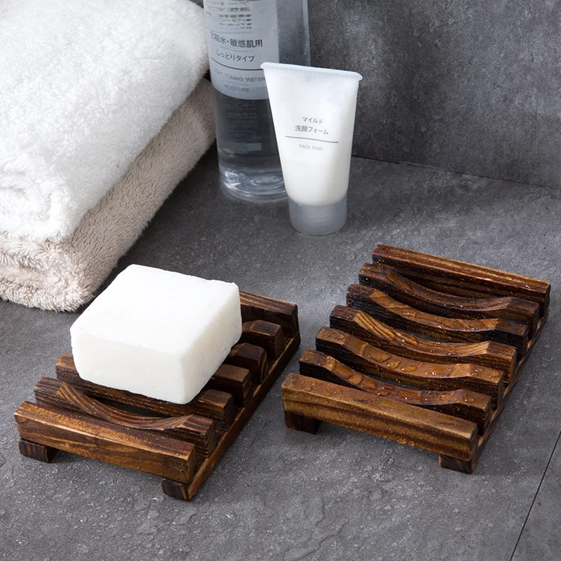 

2pcs Natural Bamboo Wooden Soap Trays Double Layer Bathroom Soaps Box Eco-Friendly Sponges Holder Racks