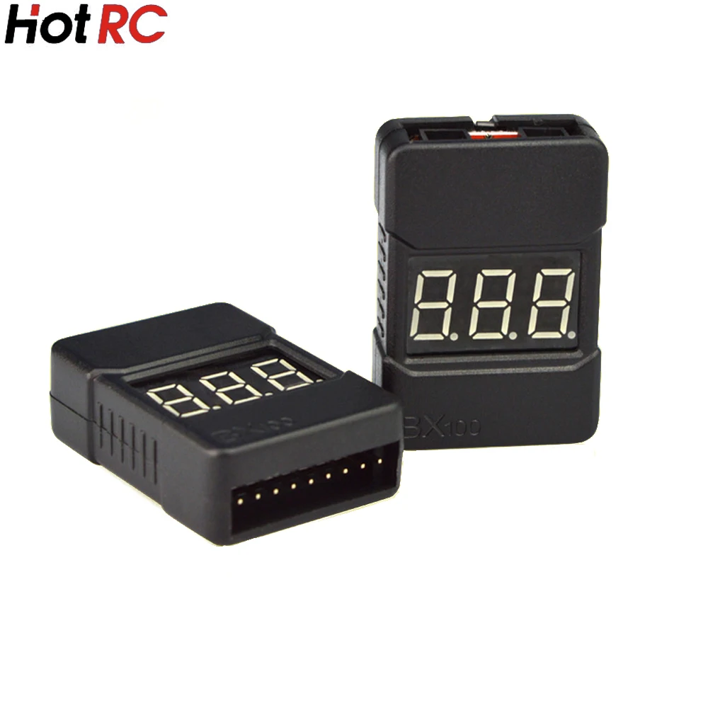 1pcs HotRc BX100 1 8S Lipo Battery Voltage Tester Low Voltage Buzzer Alarm Battery Voltage Checker