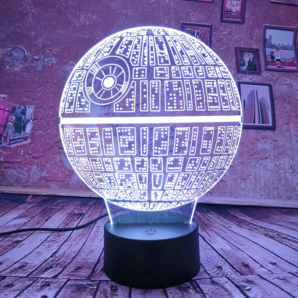 Lámpara de Estrella de la muerte de La Guerra de Las Galaxias de luz nocturna 3D para niños, lámpara de escritorio USB táctil, lámpara de mesa con degradado de 7 colores, envío directo