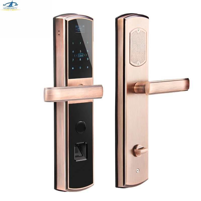 [HFSECURITY] Home Security Fingerprint Password IC Card Door Lock Anti